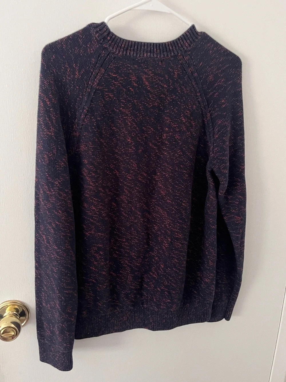 Banana Republic Men Supima Cotton Knit Sweater Marled Crewneck Navy Orange S